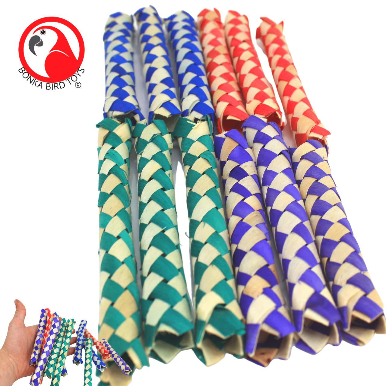 The 1458 Twelve Chinese Finger Traps From Bonka Bird Toys is great for craft projects and a fun foot toy for all parrots.