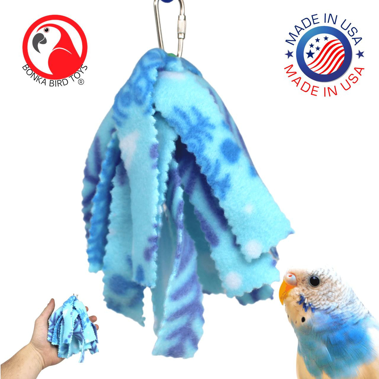 The 1618 Mini Fluff from Bonka Bird Toys is a colorful and snuggly small-sized bird toy. This toy is excellent for adding a comfortable and cuddly item to your feathered friends aviary with its bright bird-appealing colors and straightforward design. 