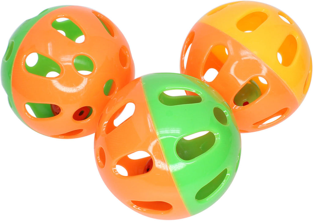 2032 3pk Tri Colored Plastic Balls - Bonka Bird Toys