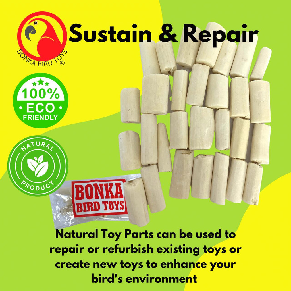 The 3349 Pk24 Mini Sola Chip Play from Bonka Bird Toys are ideal chewing and foraging items for your pet bird! These all-natural pieces have a soft texture making them easy for pets to chew. The pieces are made from the root of the Sola Plant and are 100% all-natural items.