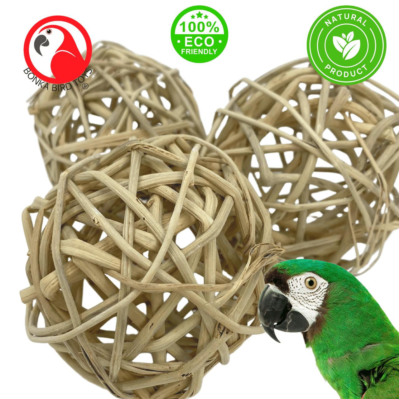 3352 Pk3 Large Natural Vine Ball - Bonka Bird Toys