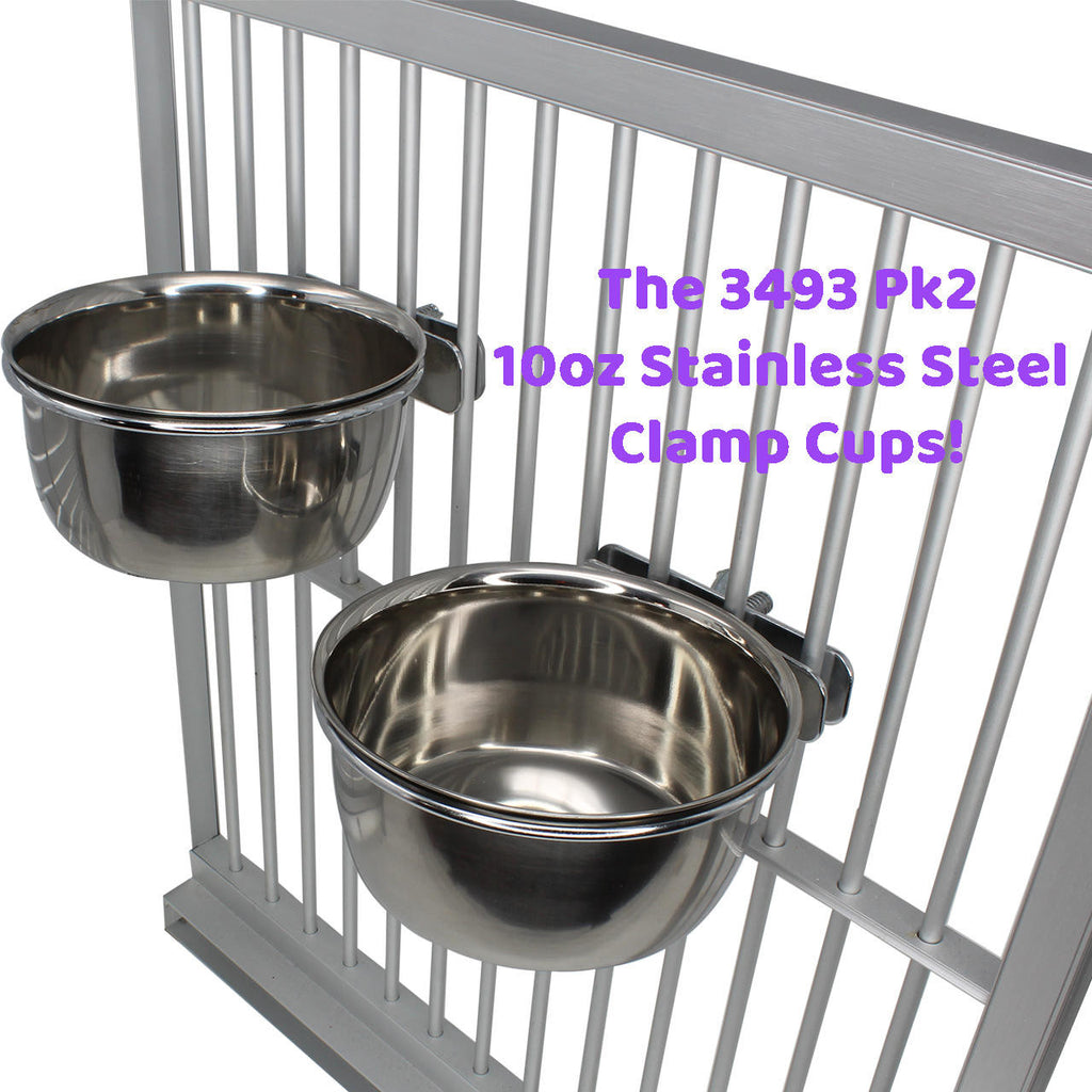 3493 pk2 10oz Stainless Steel Clamp Cup - Bonka Bird Toys