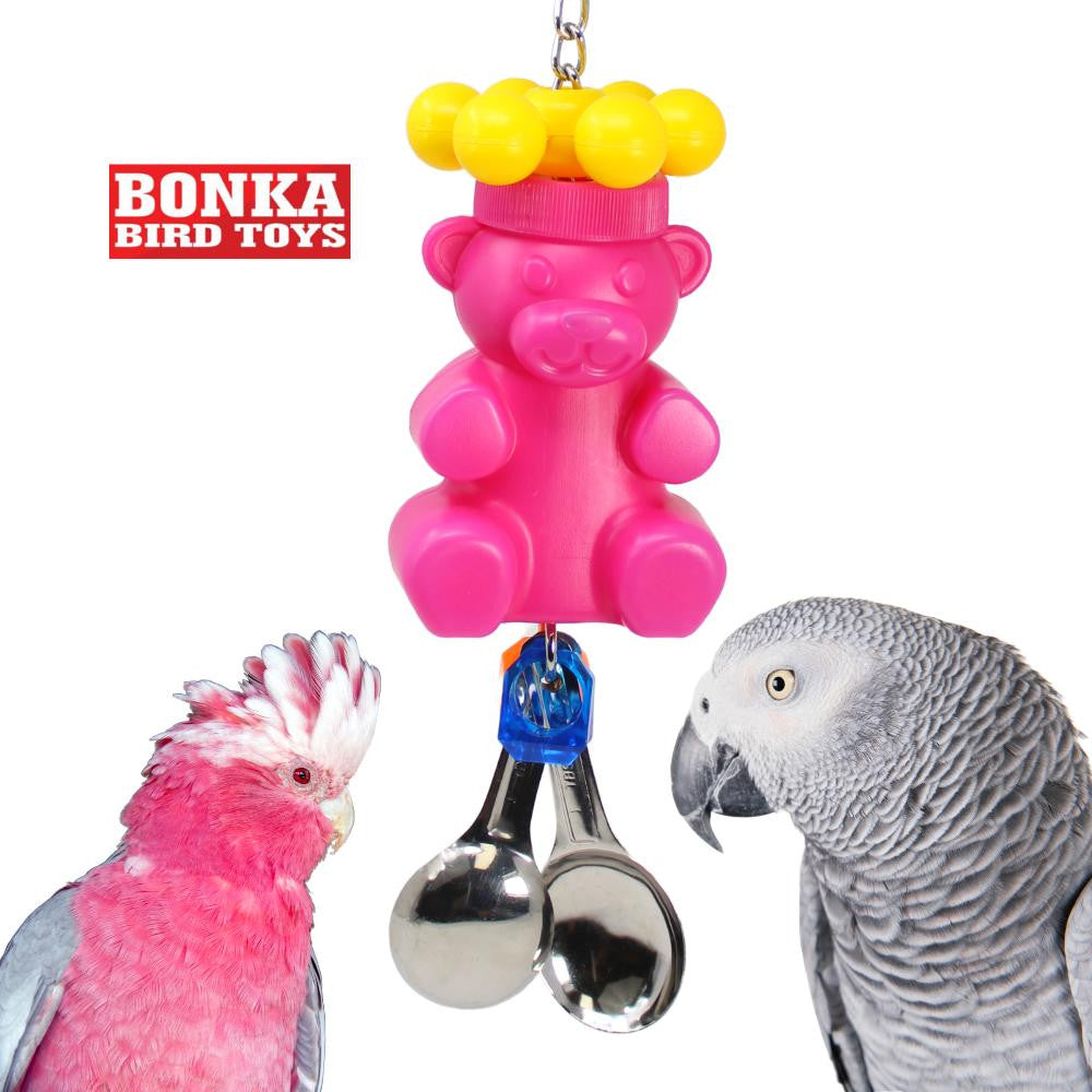 The 3504 Star Bear from Bonka Bird Toys is a colorful and unique bird toy that is eye catching for bird and people alike! This medium sized bird toy is bright!