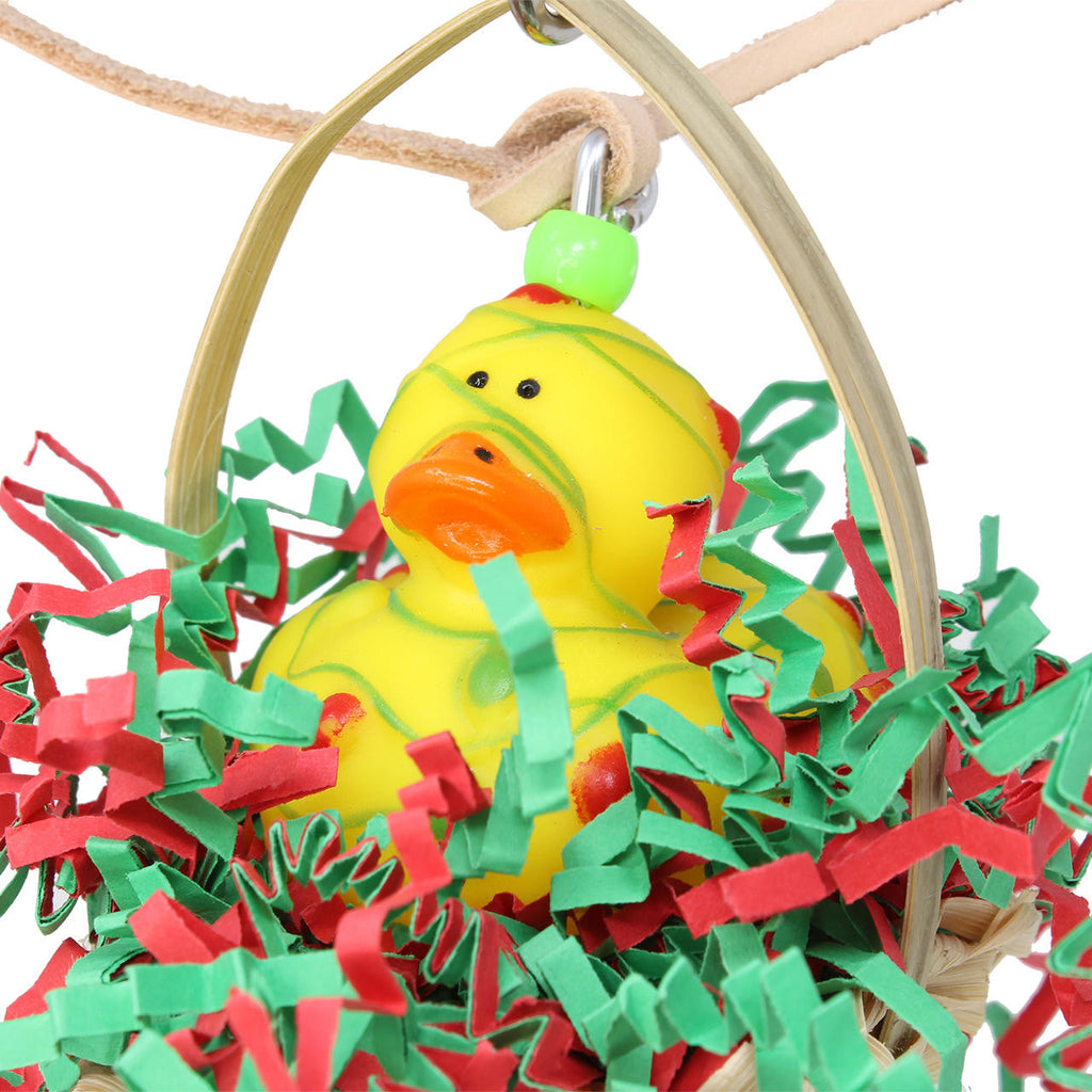 3577 Christmas Twinkle Duck Yellow Basket - Bonka Bird Toys