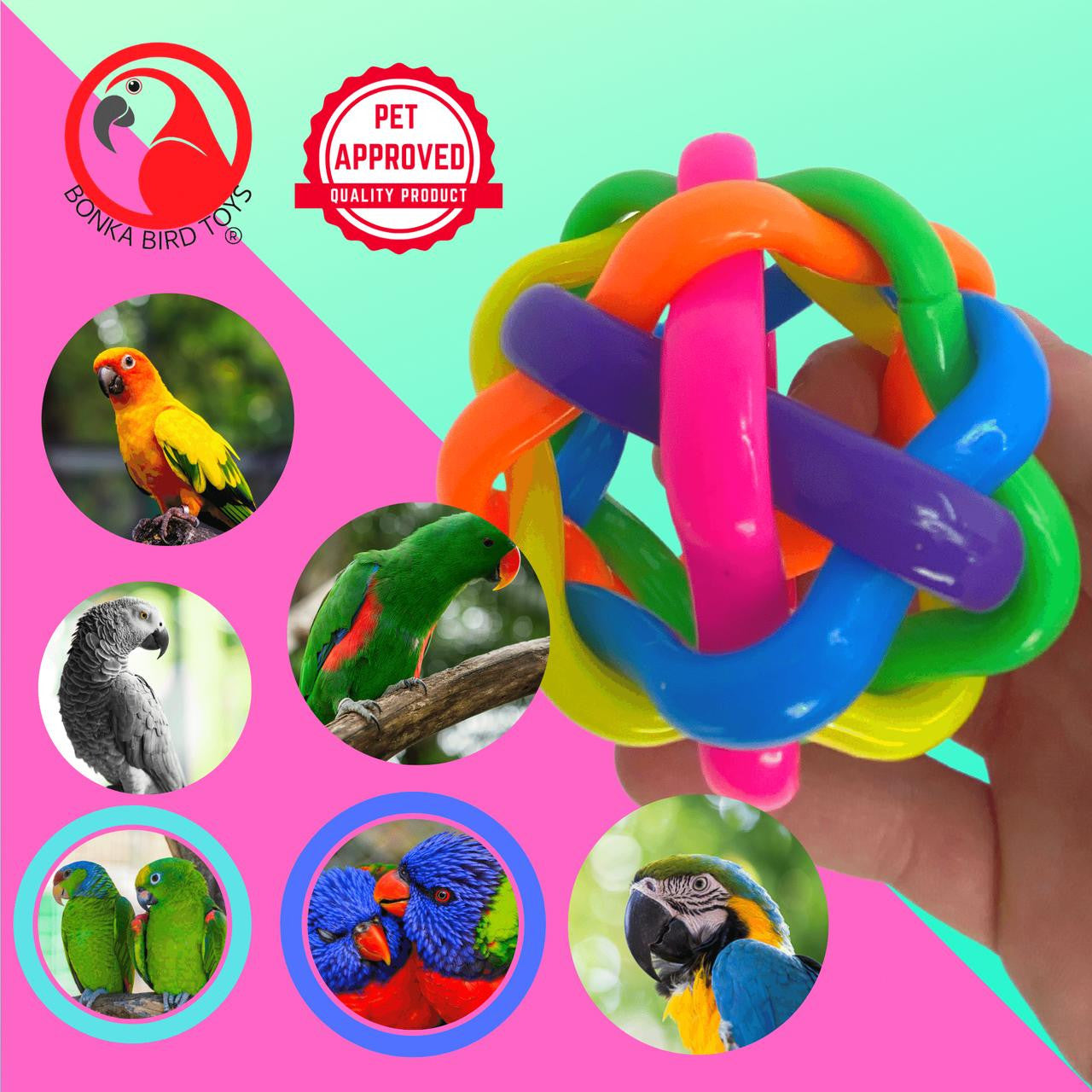 3598 Pk6 - 3.5" Wibbly Balls - Bonka Bird Toys