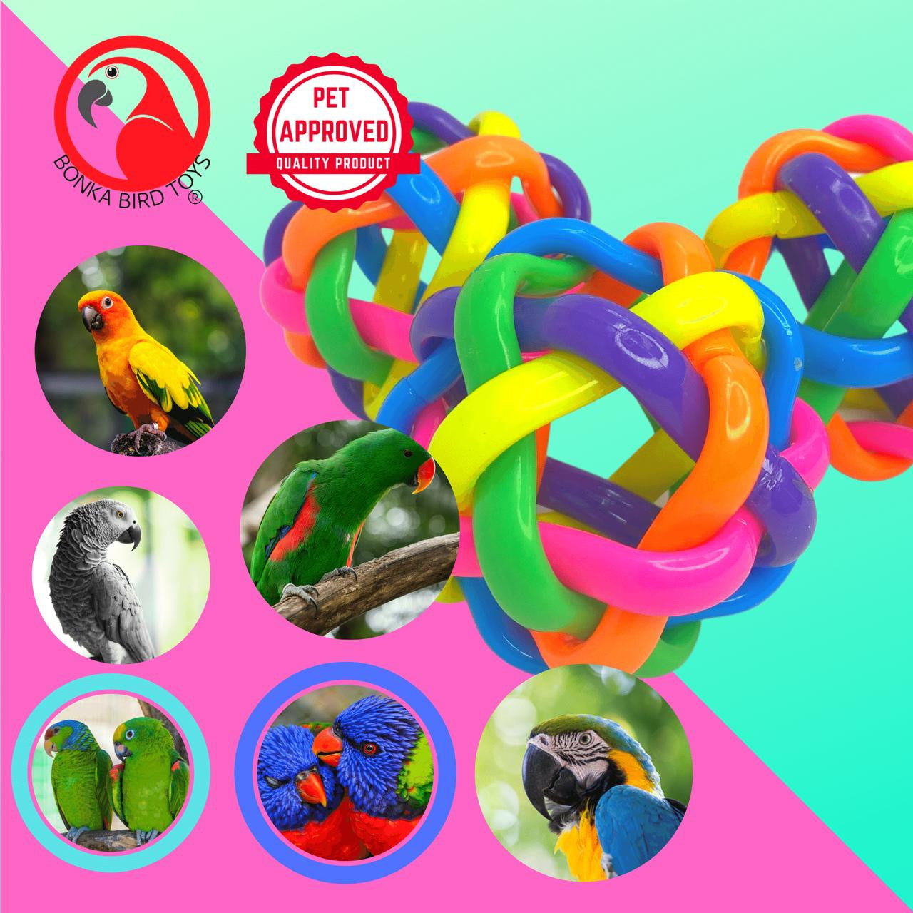 3599 Pk3 - 3.5" Wibbly Balls - Bonka Bird Toys