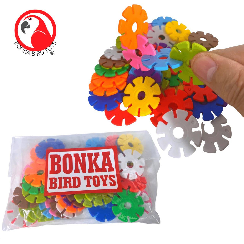 3839 Pk50 Round Snowflakes - Bonka Bird Toys