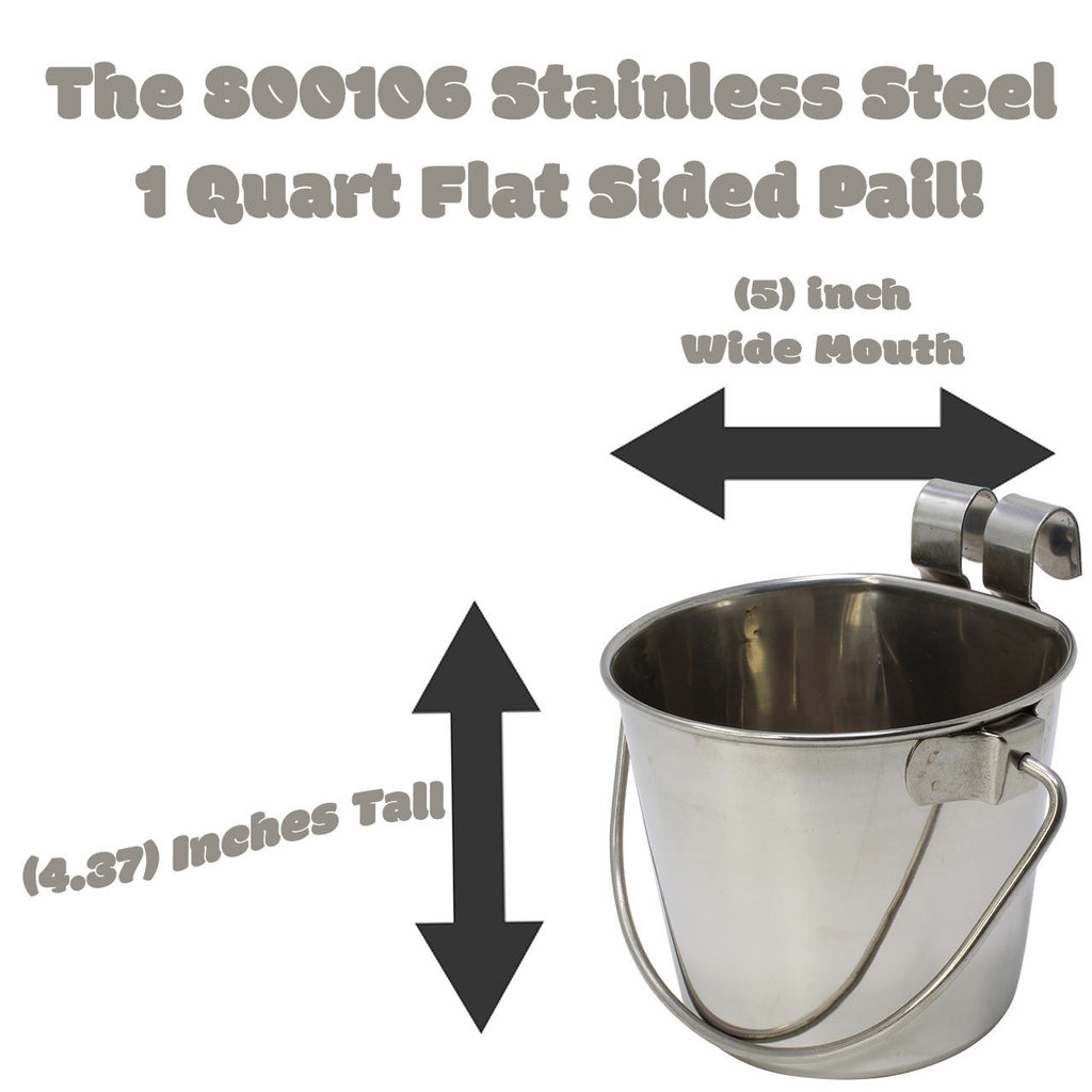 800106 1 Quart Stainless Steel Flat Sided Hook Pail - Bonka Bird Toys