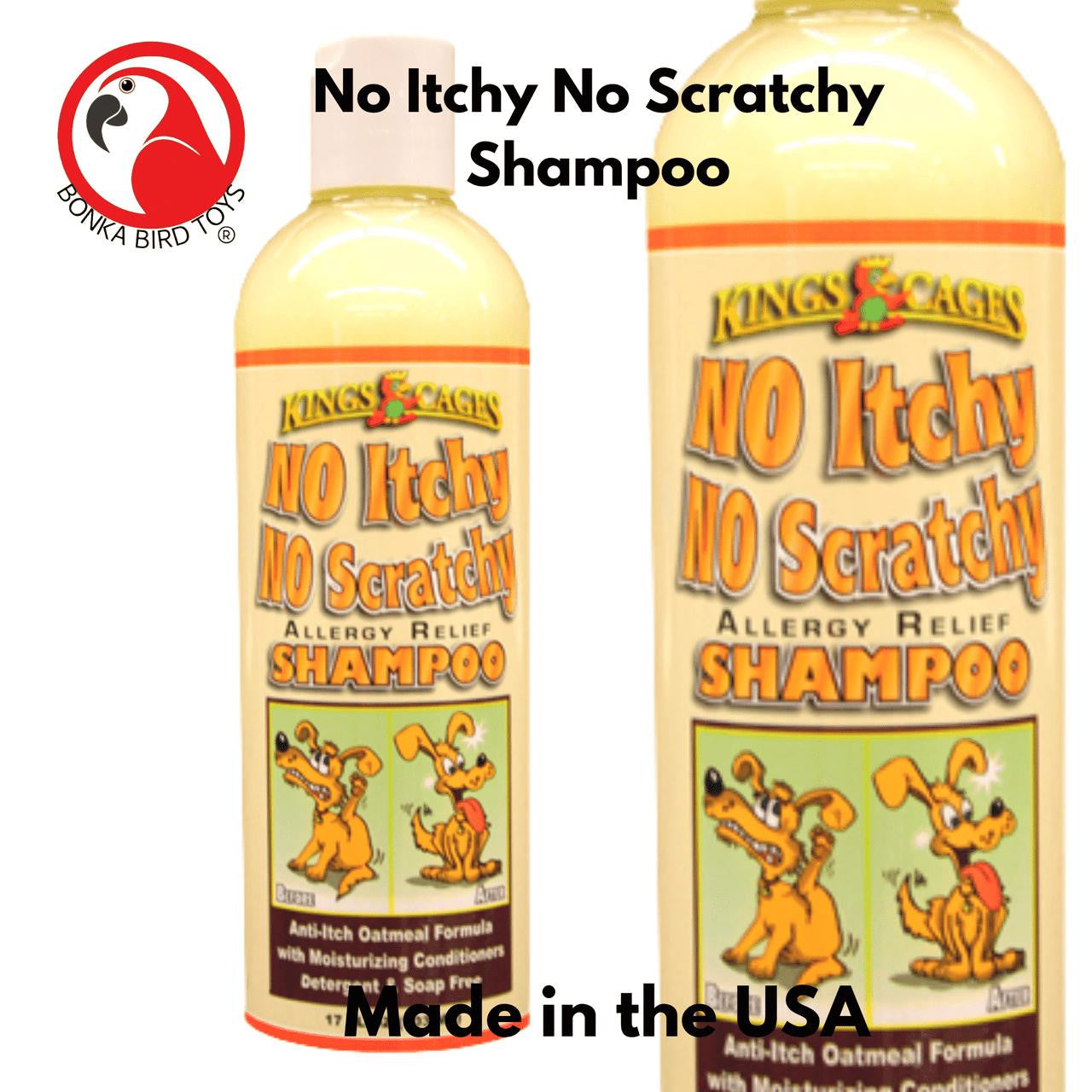 Kings Cages No Itchy, No Scratchy Dog Shampoo 17 Fluid ounces. Made In The USA.