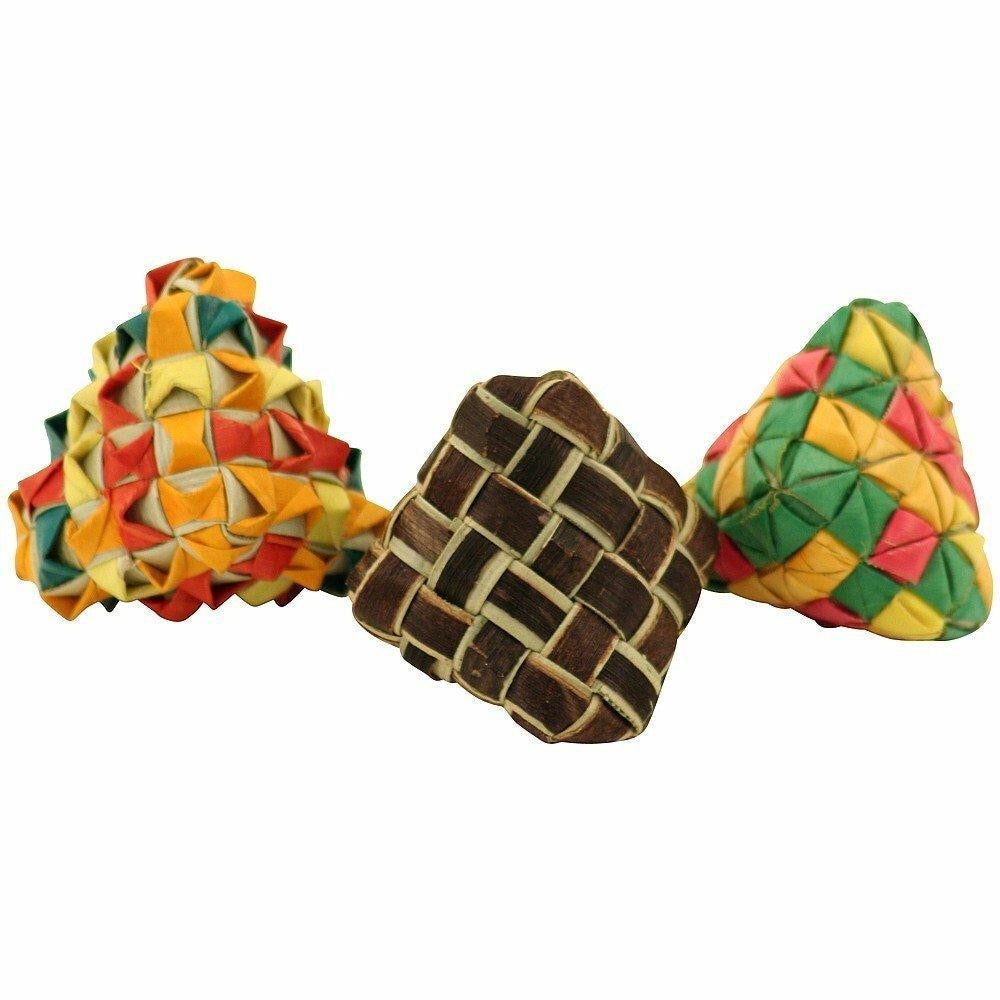 03316 Small Diamond Woven Foot Toy 3 Pack - Bonka Bird Toys